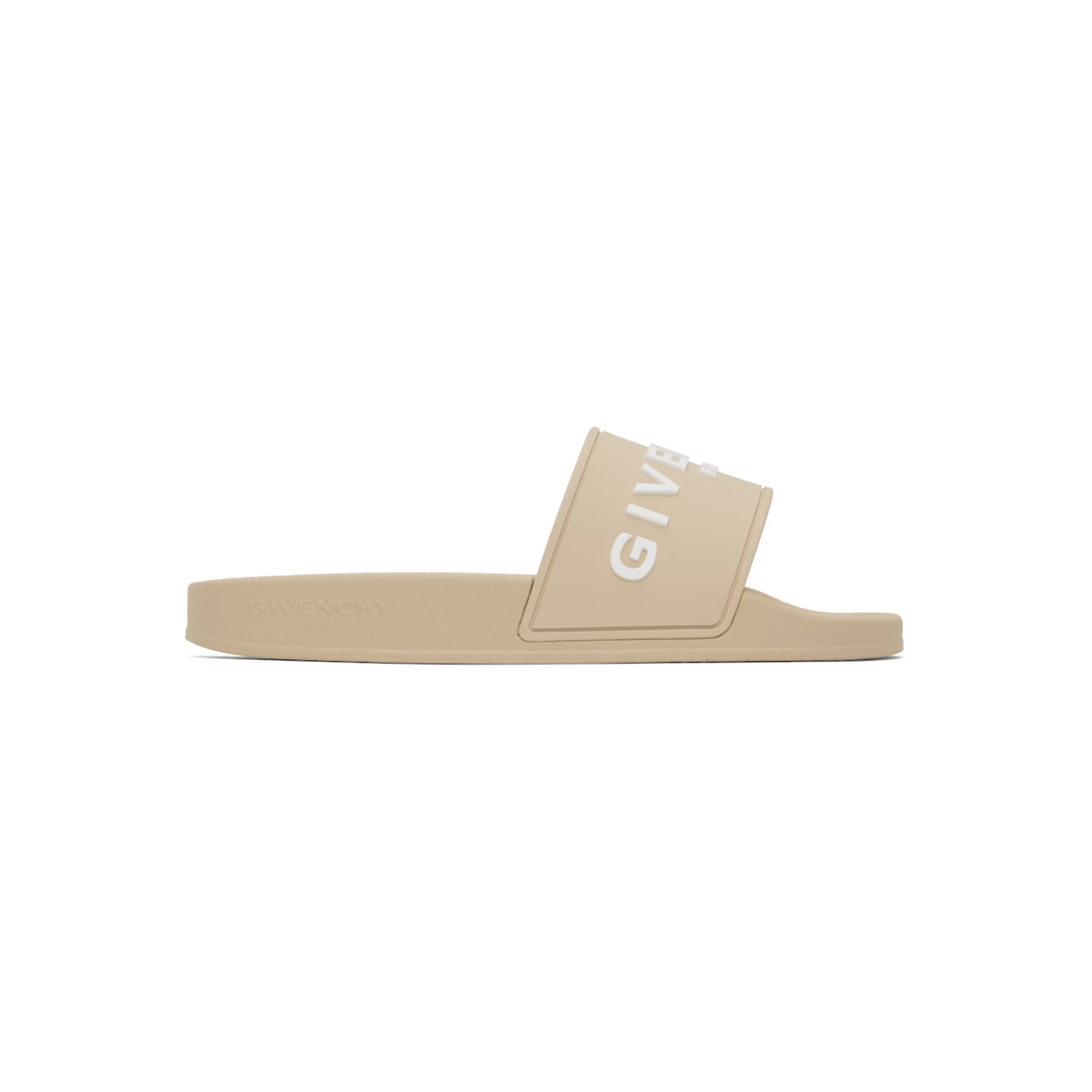 Givenchy Beige Rubber Logo Slides Brand New  Size 35